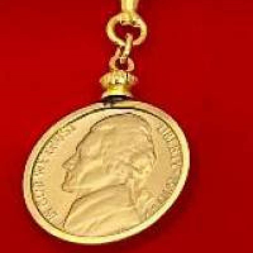 Jefferson Nickel coin necklace US made NWT